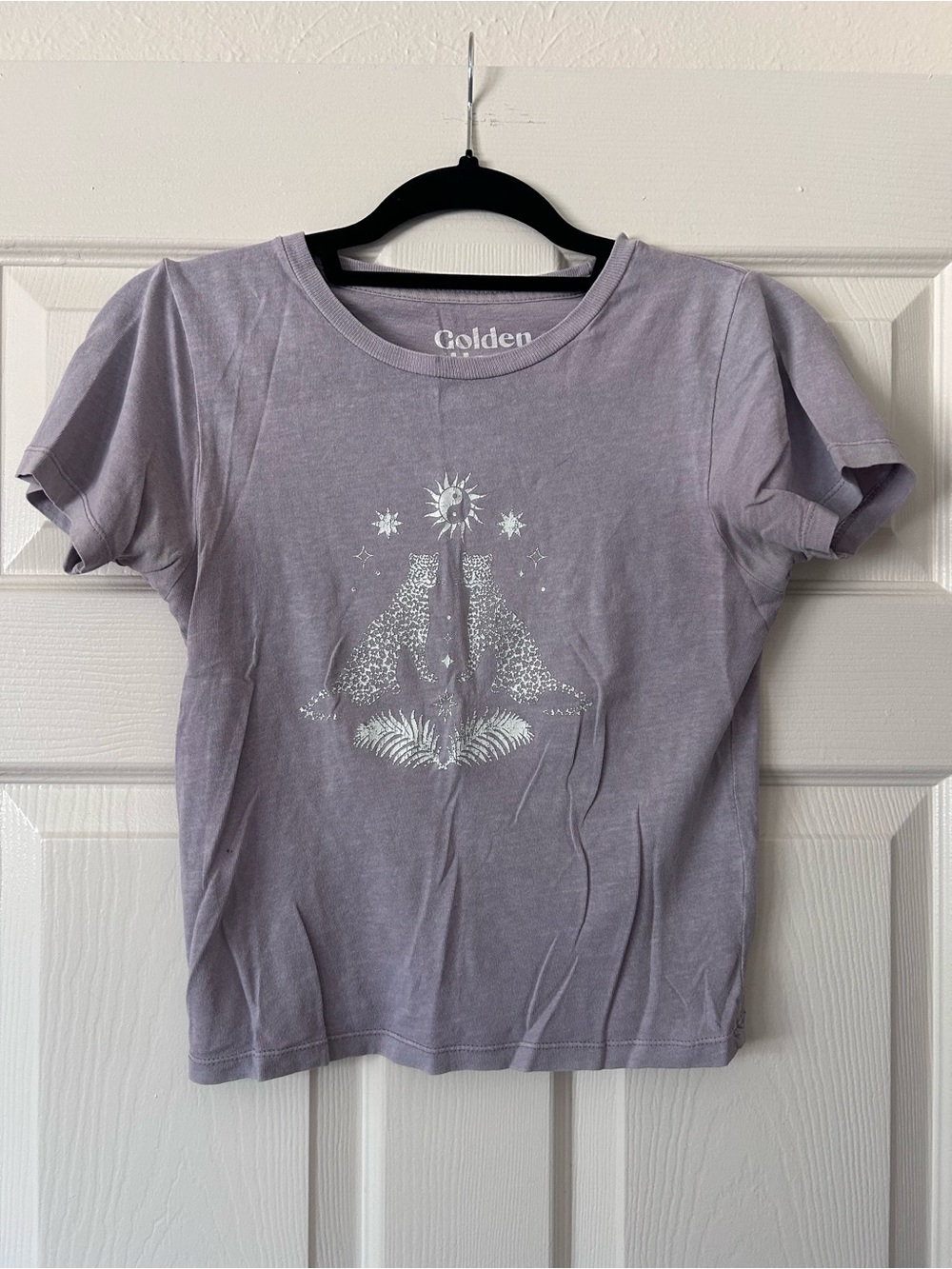 PacSun Lavender Graphic Crop Tee - White Print